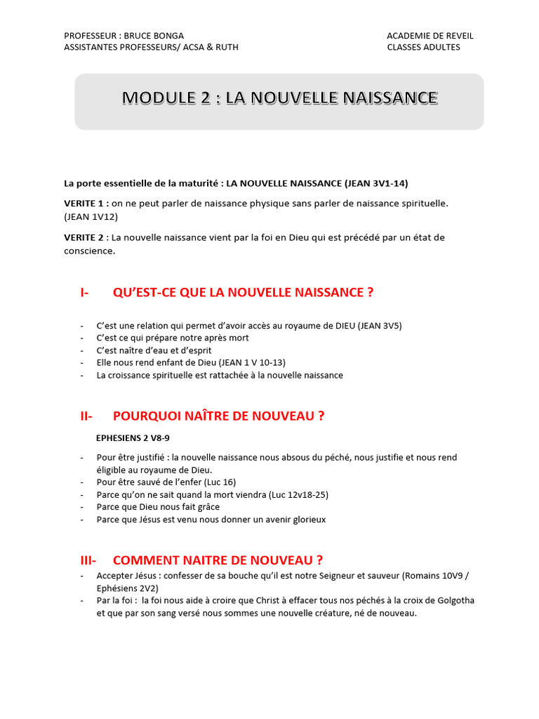 La Nouvelle Naissance en Christ | PDF