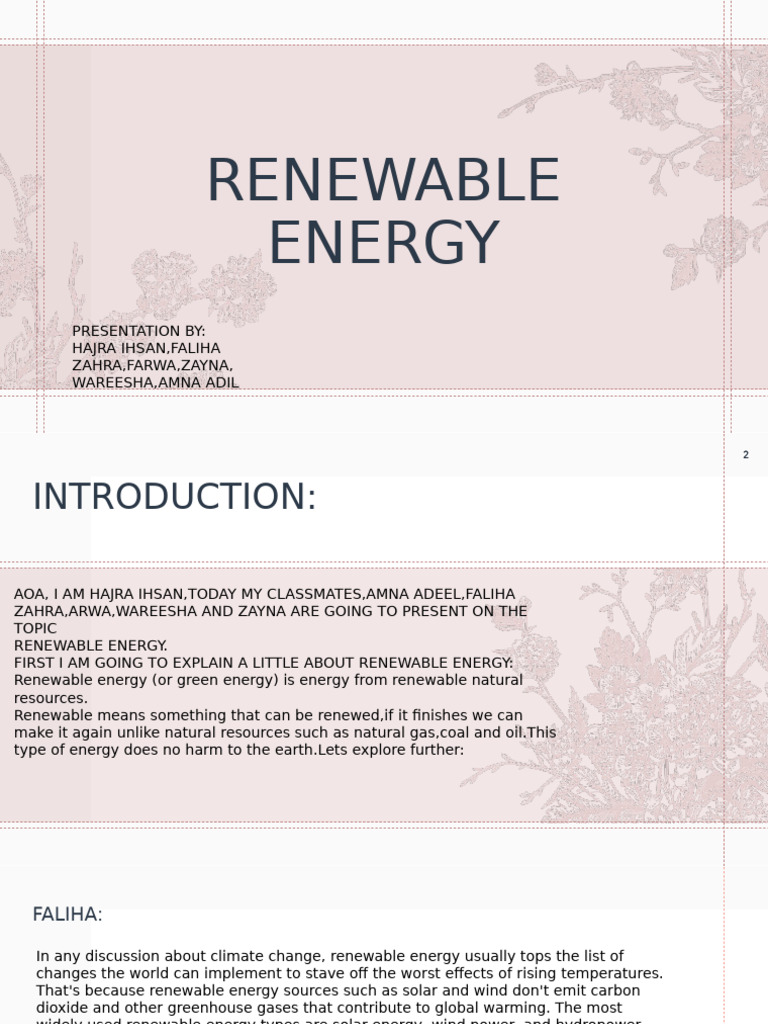 Overview of Renewable Energy Sources | PDF | Renewable Energy ...