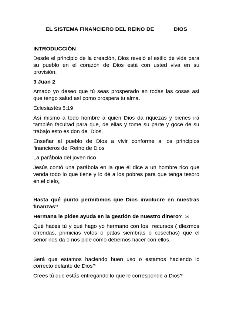 Sistema Financiero Del Reino de Dios | PDF | Diezmo | Abrahán
