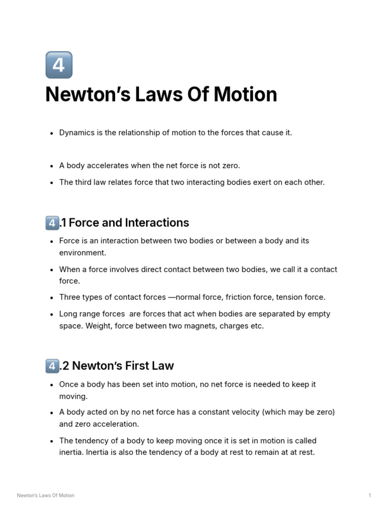 Newtons Laws of Motion | PDF | Force | Newton's Laws Of Motion