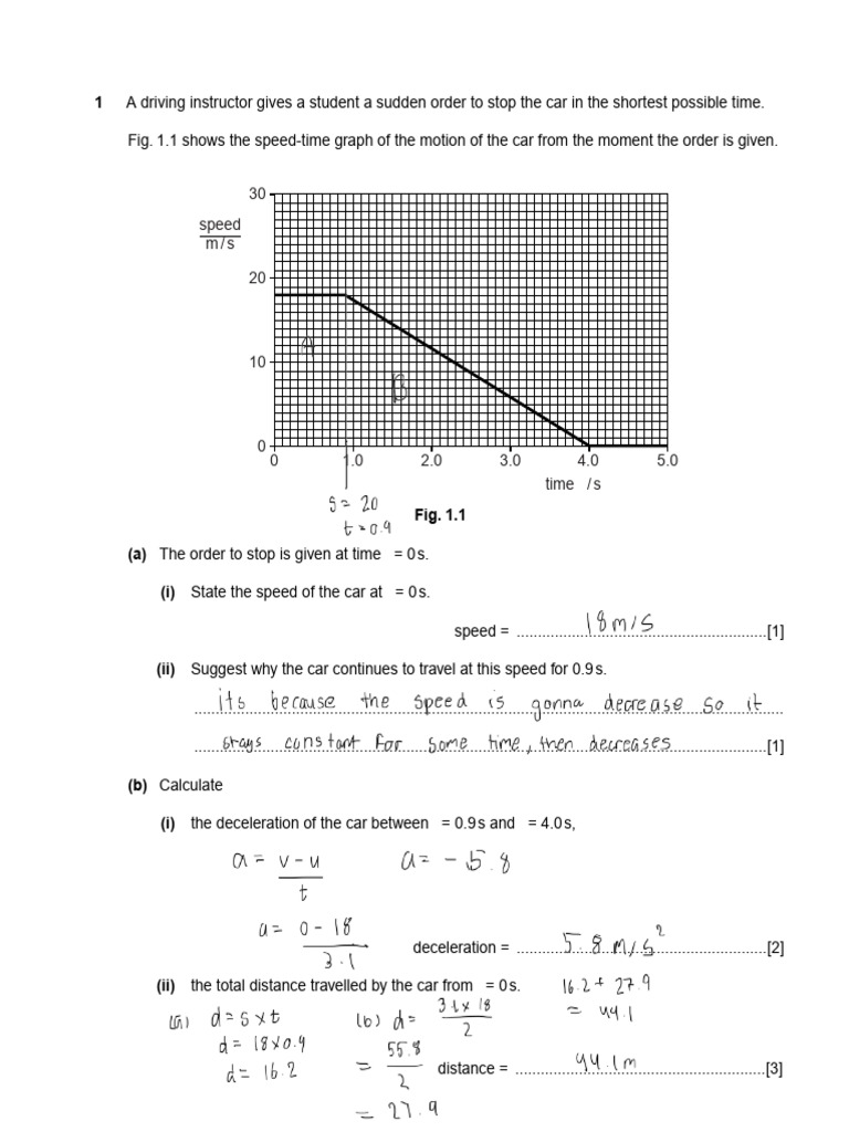 Stopping Distance and Acceleration Analysis | PDF | Velocity | Speed
