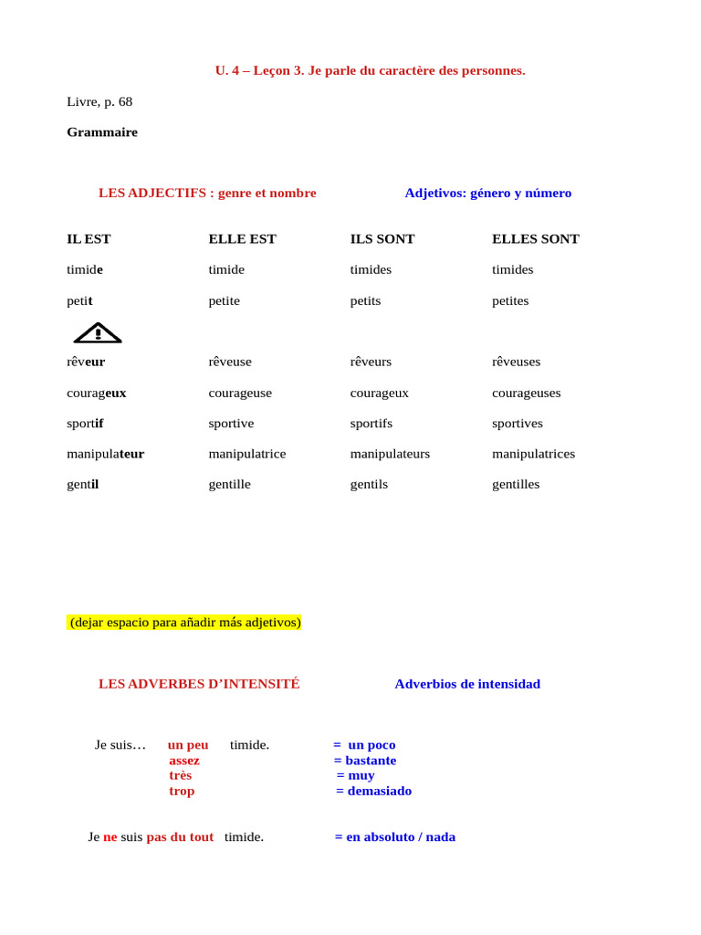 Adjectifs et adverbes en français | PDF