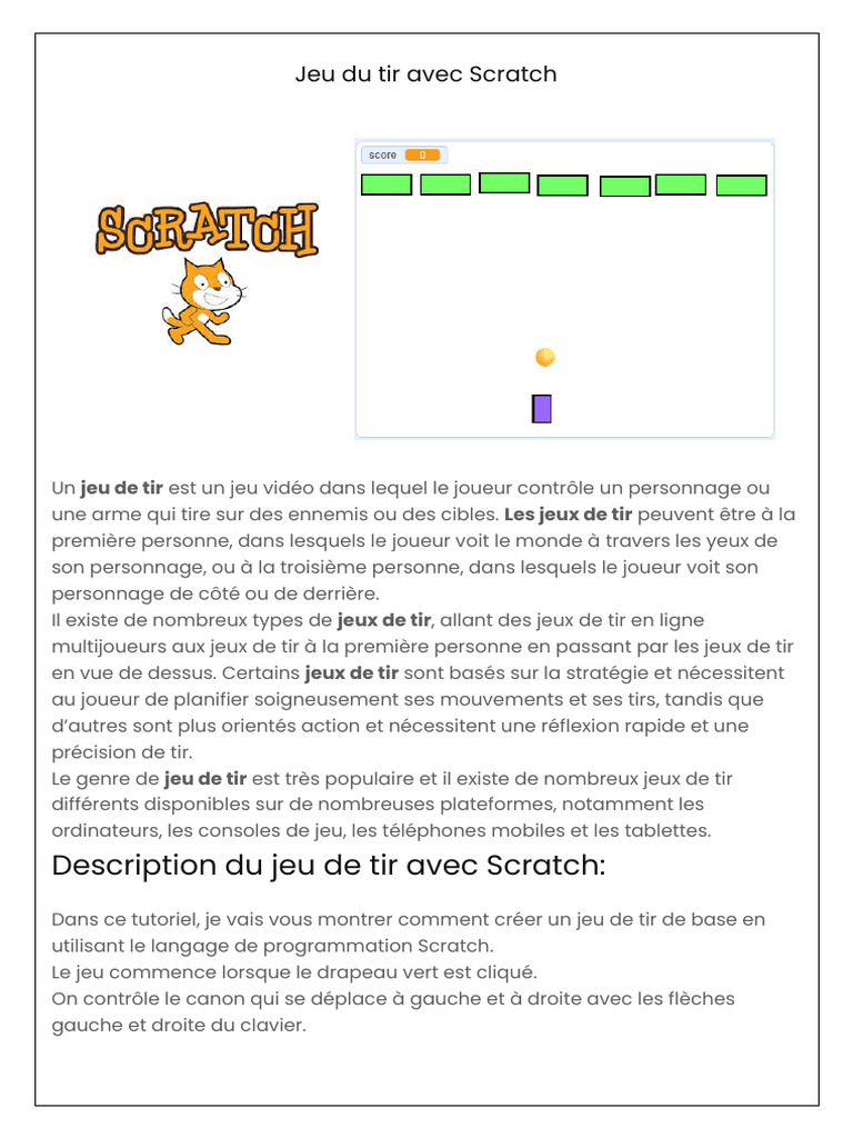 Créer un jeu de tir avec Scratch | PDF | Scratch (Langage de ...