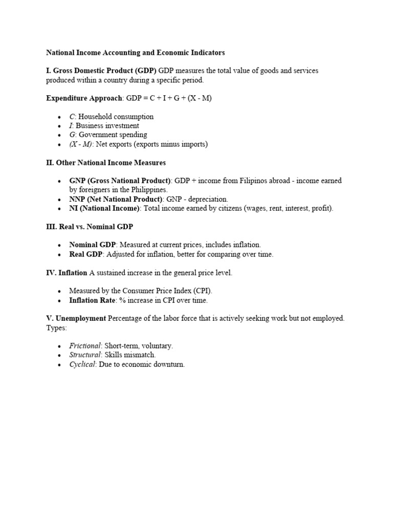 National Income Indicators Explained | PDF
