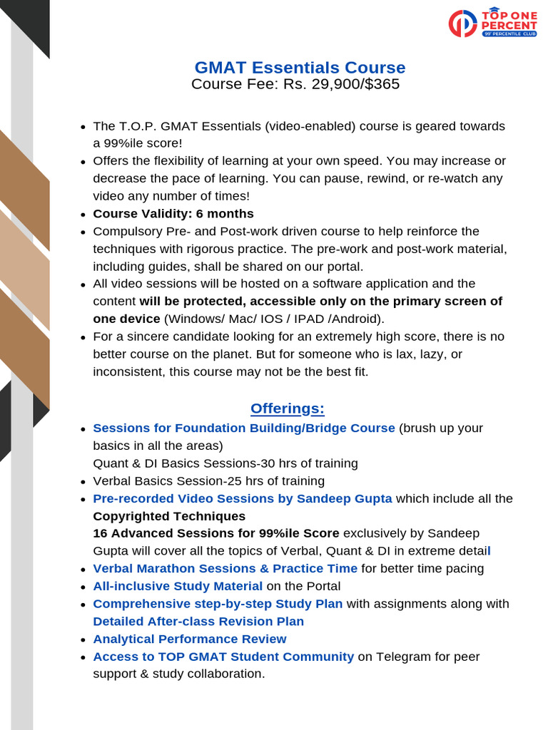 T.O.P. GMAT Essentials Course | PDF | Graduate Management Admission ...