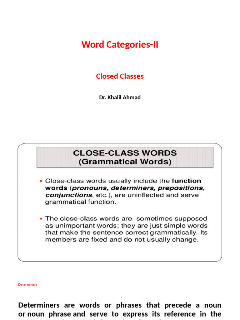 Word Categories-II | PDF