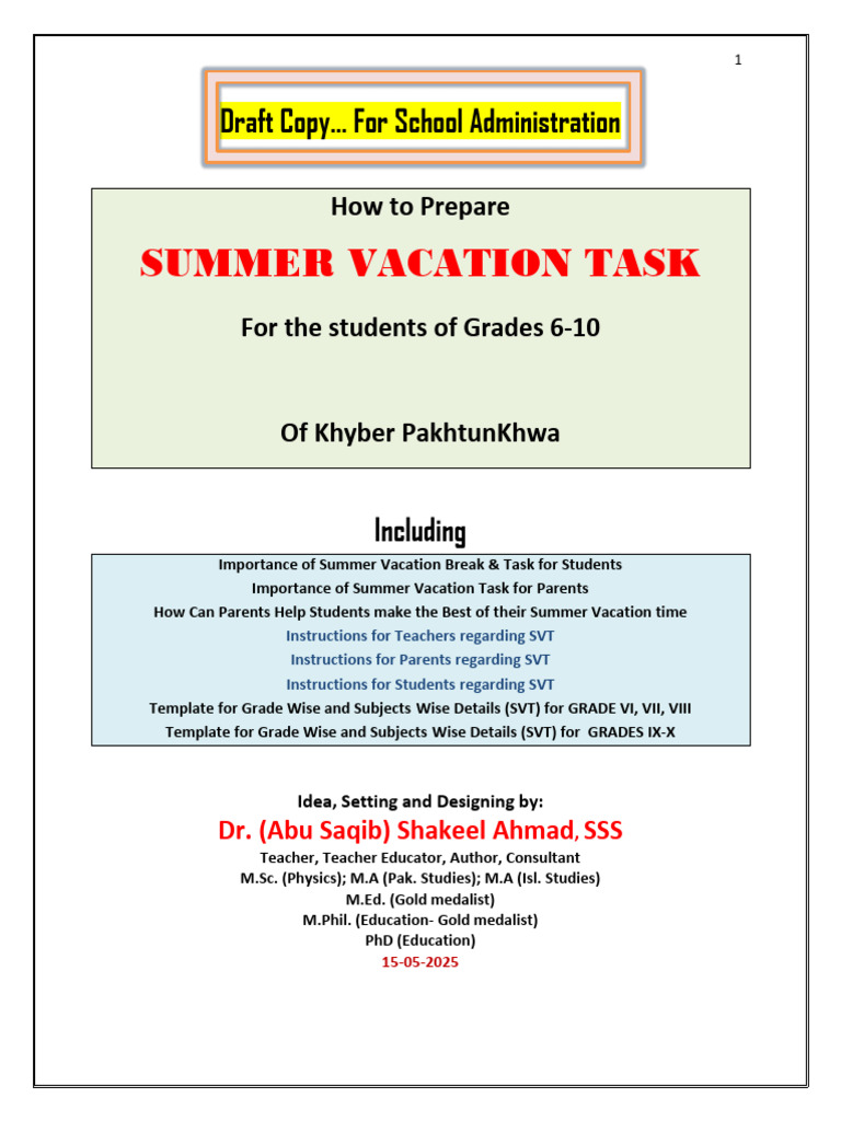 Summer Task Template 15-05-2025 | PDF | Multiple Choice | Learning