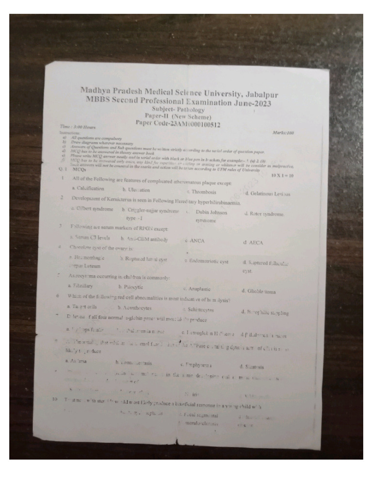 Pathology Paper 2, 2023 | PDF