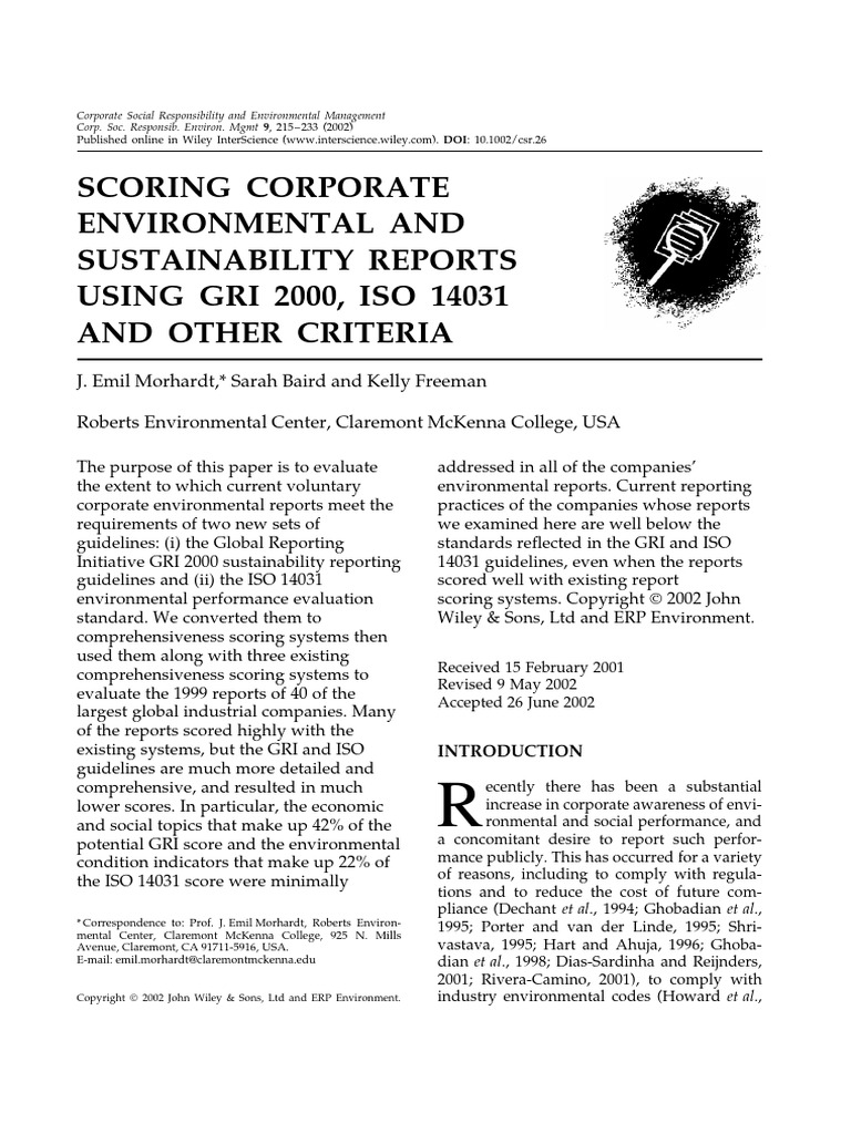 Evaluating Corporate Environmental Reports | PDF | Sustainability ...