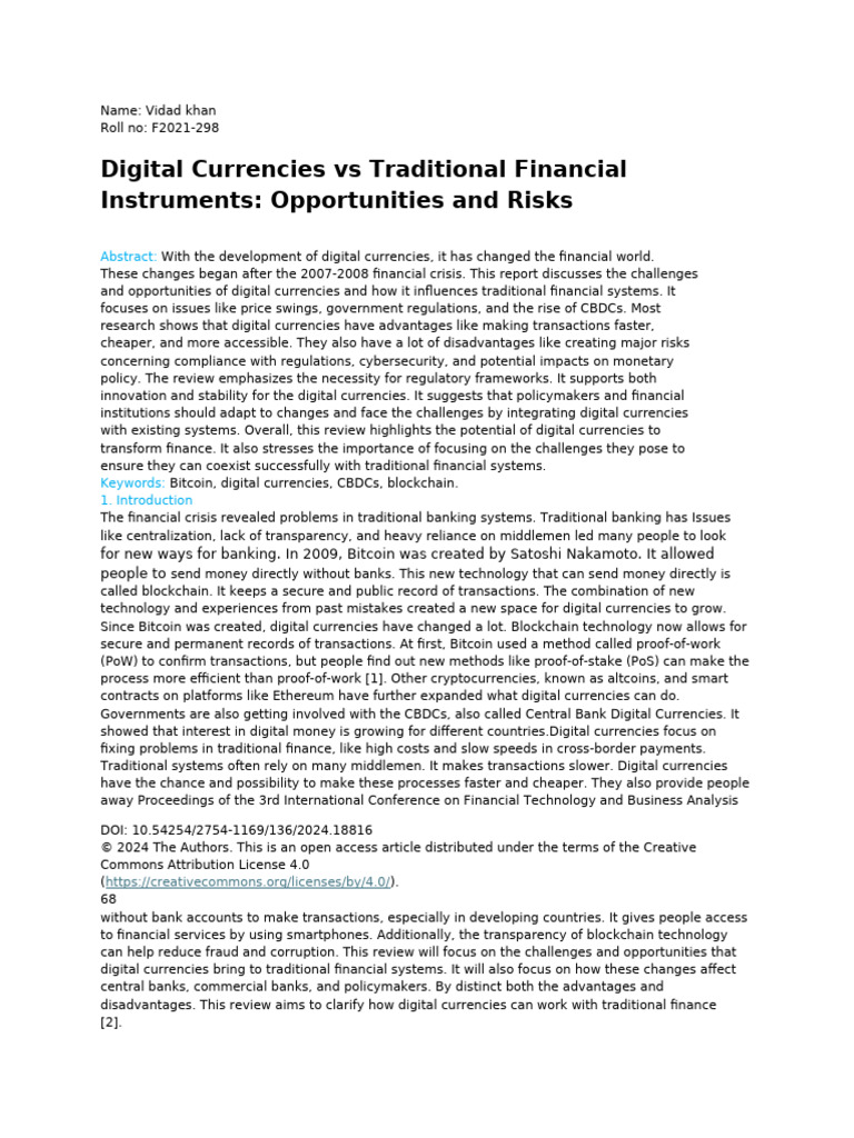 Challenges and Opportunities of Digital Currencies For The | PDF ...