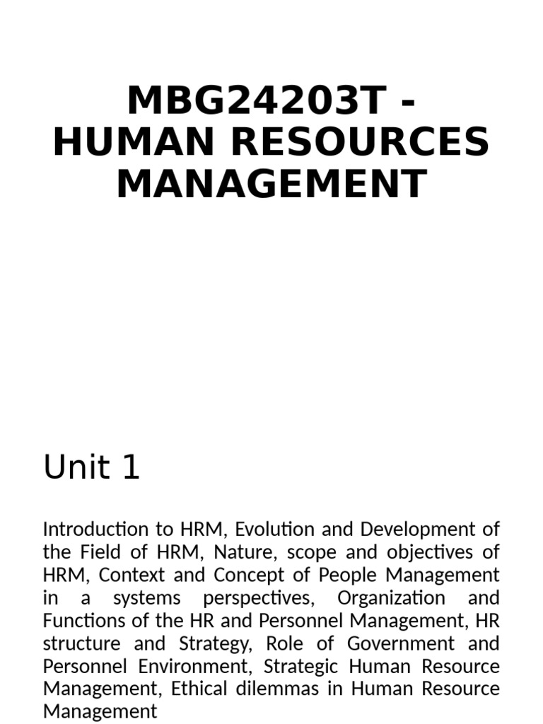 Unit 1 | PDF | Human Resource Management | Employment