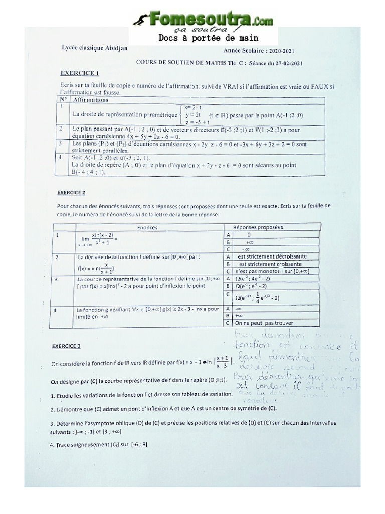 Exo de Renfo TC Math | PDF