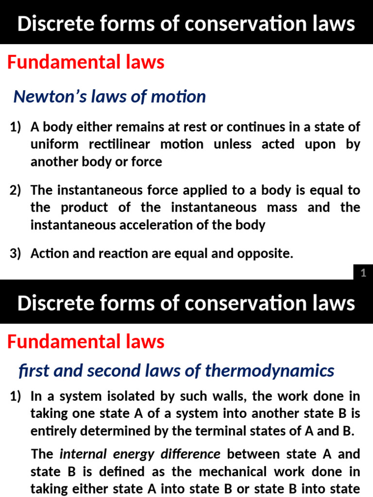Discrete Forms of Conservation Laws | PDF | Momentum | Force