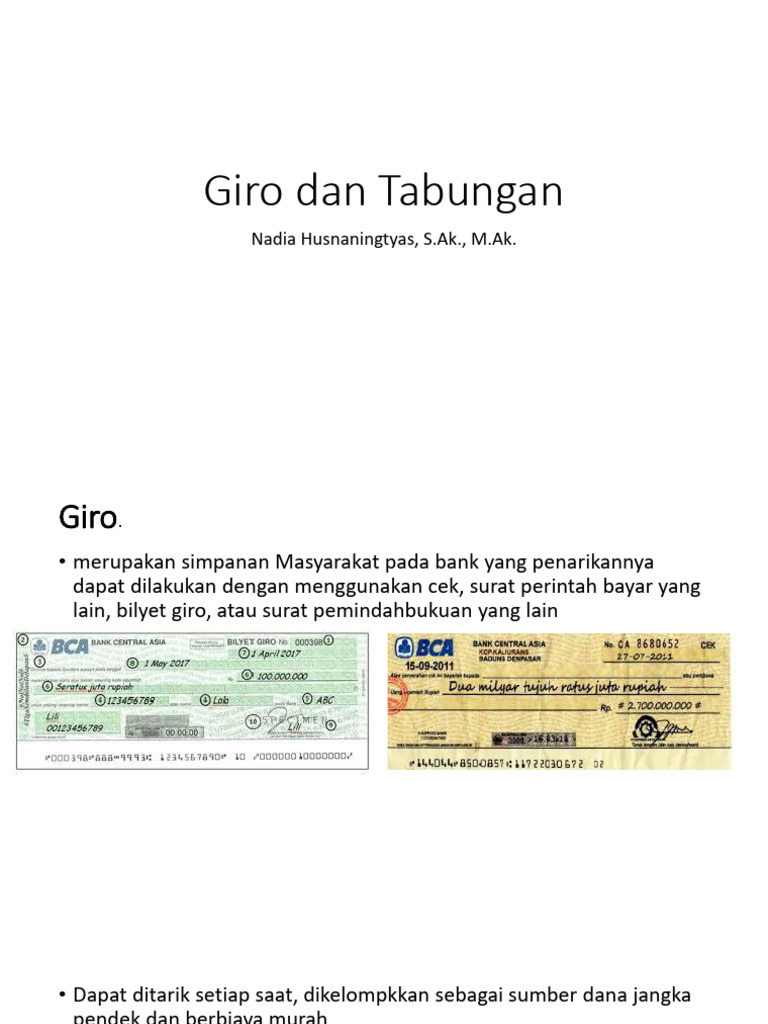 Contoh Cek dan Bilyet Giro BCA | PDF