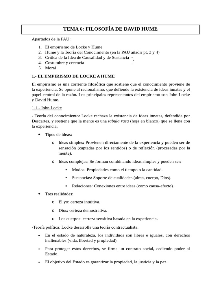 Empirismo: Locke y Hume en Filosofía | PDF | David Hume | Empirismo