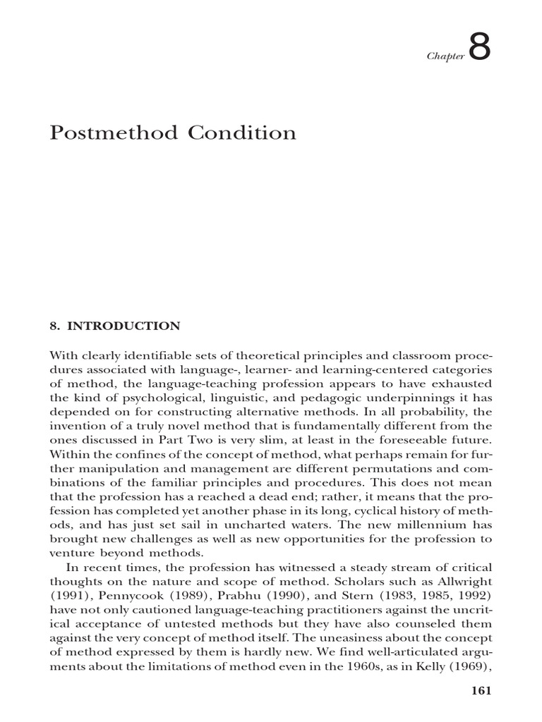 Understanding the Postmethod Condition | PDF | Pedagogy | Learning