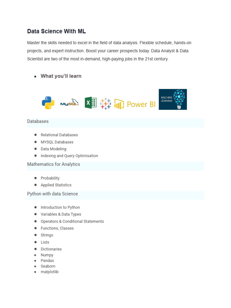 Data Science and ML Skills Training | PDF
