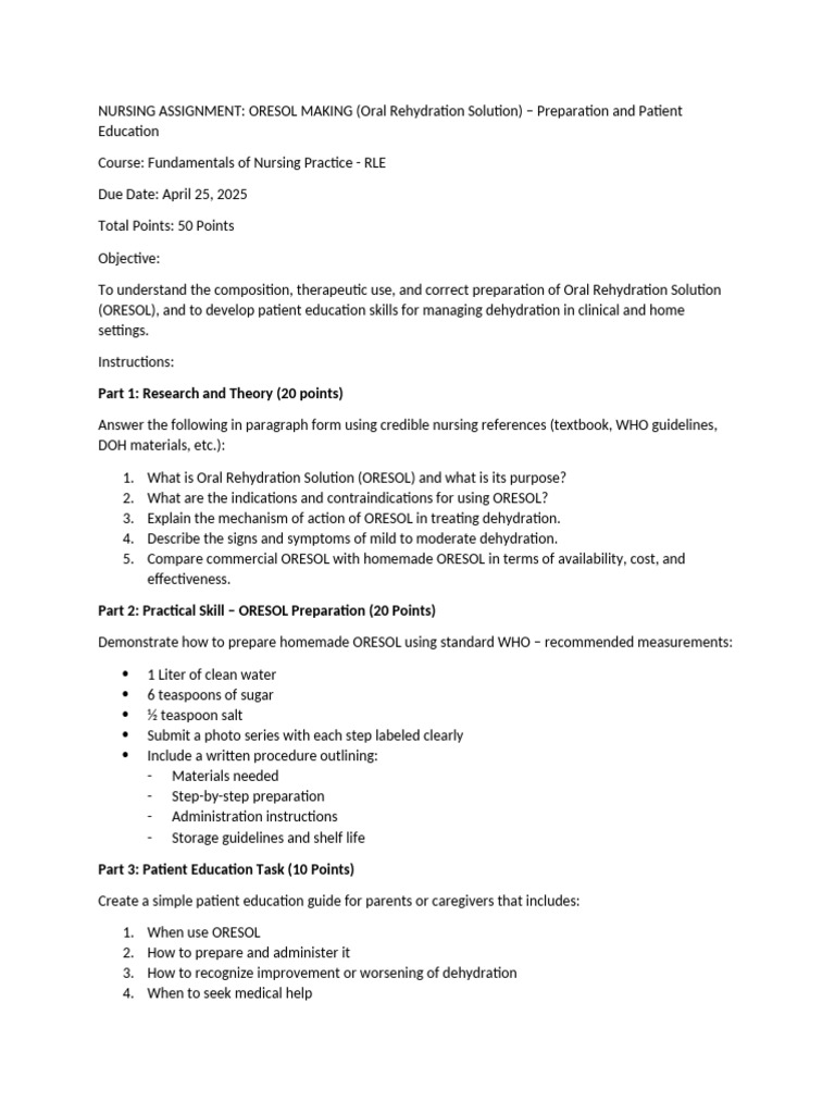 ORESOL Preparation & Patient Education Guide | PDF