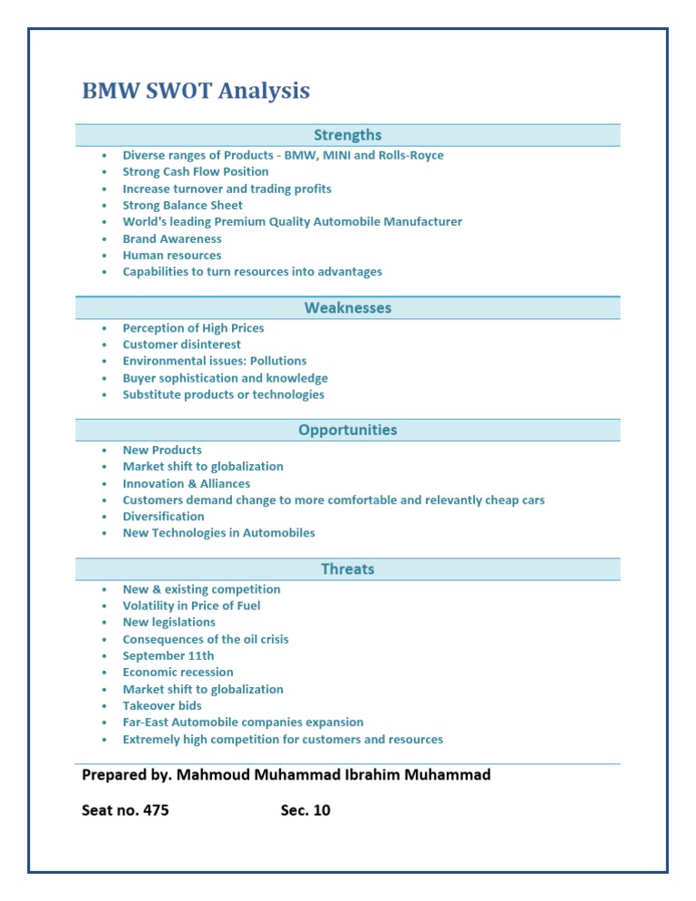 BMW SWOT Analysis 2024 Insights | PDF