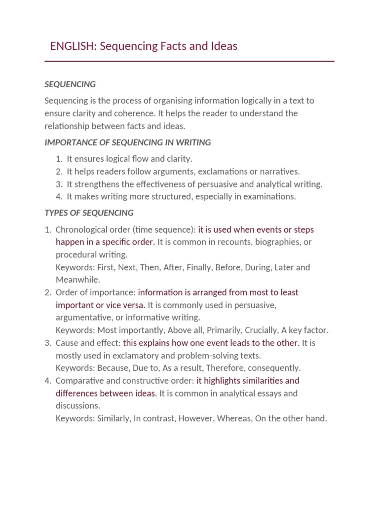 Steps for Effective Sequencing in Writing | PDF