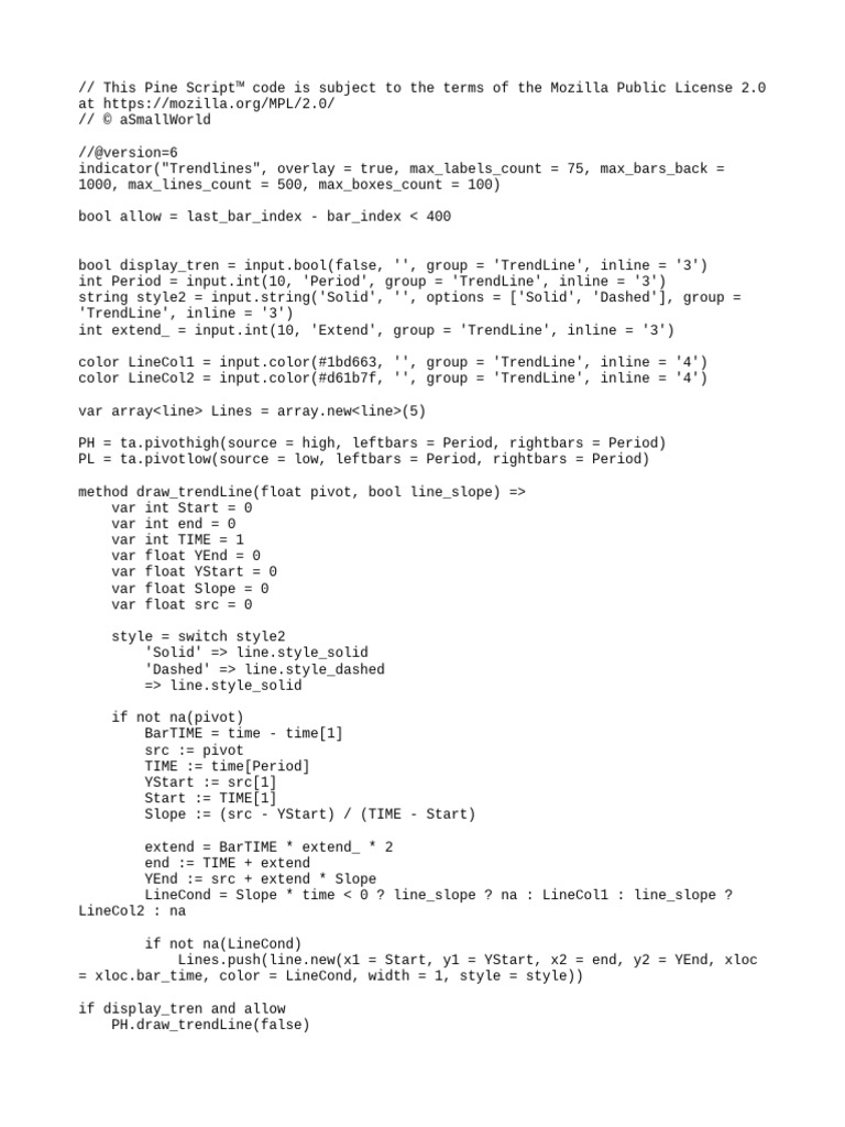Pine Script Trendline Documentation | PDF