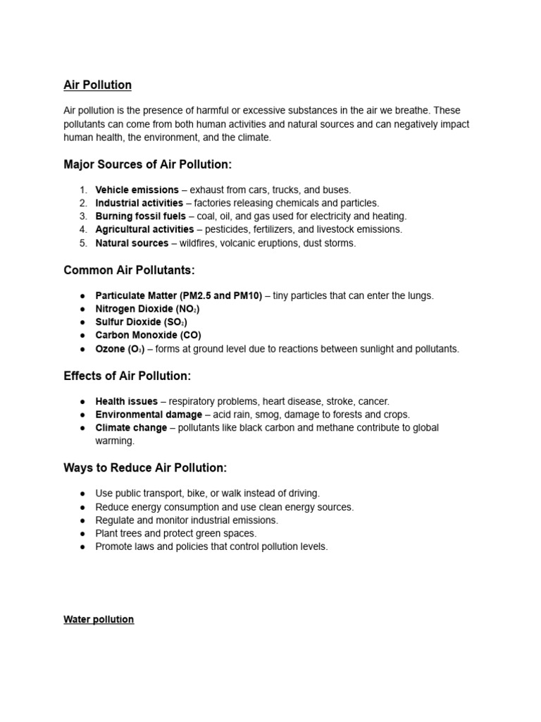 Types and Effects of Pollution | PDF | Air Pollution | Water Pollution