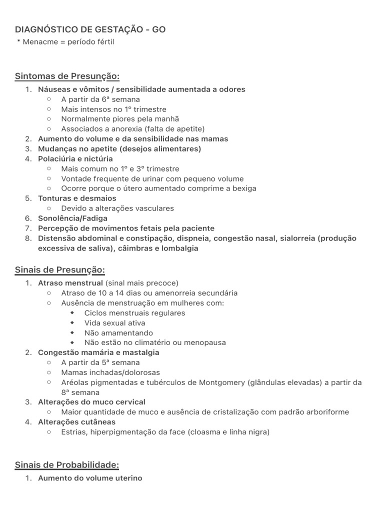 Diagnóstico de Gestação: Sintomas e Exames | PDF | Gravidez | Menstruação