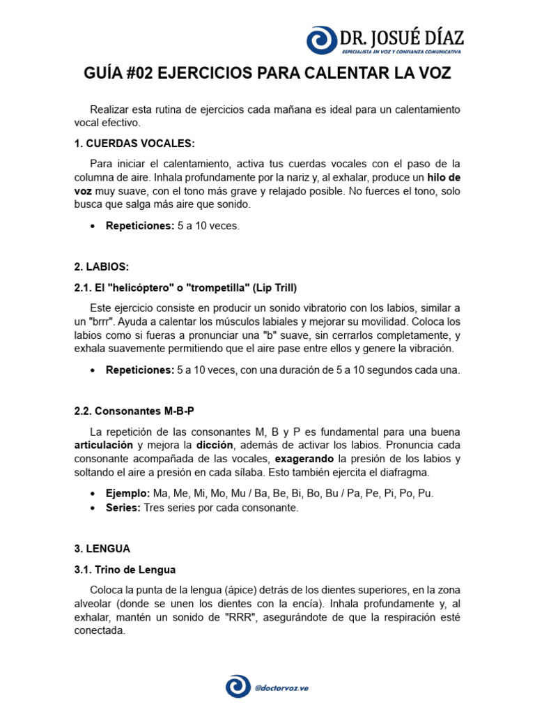 Ejercicios Diarios para Calentar la Voz | PDF | Vocal