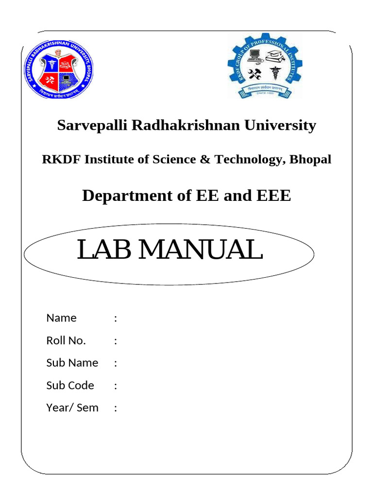 Lab Manual Front Page | PDF