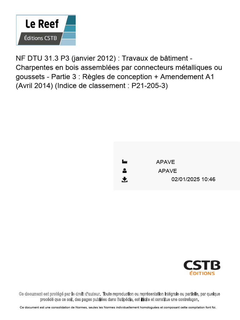 Norme NF DTU 31.3 P3 : Charpentes Bois | PDF | Code de la construction ...