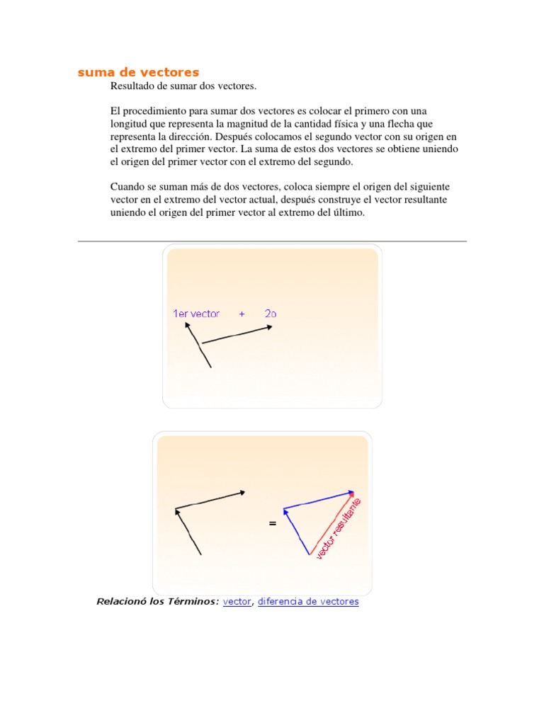 Suma y Resta de Vectores Explicada | PDF | Vector Euclidiano | Velocidad