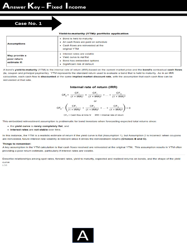 Fixed Income Answer Key Overview | PDF