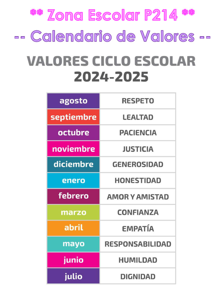 Calendario de Valores - Cronograma | PDF