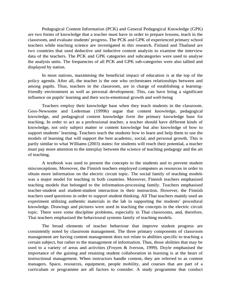 Pedagogical Content Information | PDF | Teachers | Pedagogy