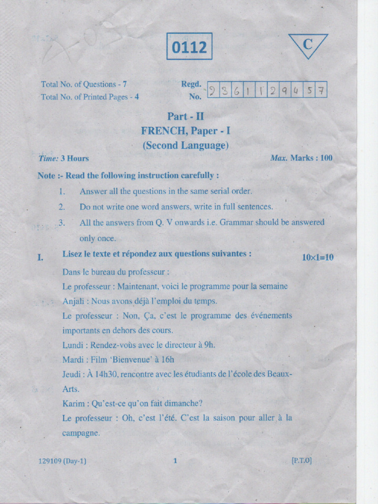 French Final Paper 2023 | PDF