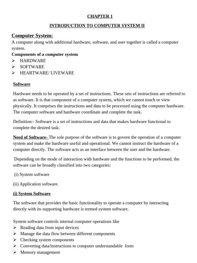 CSK W Chapter 1 - Introduction To Computer System Notes 2 | PDF ...