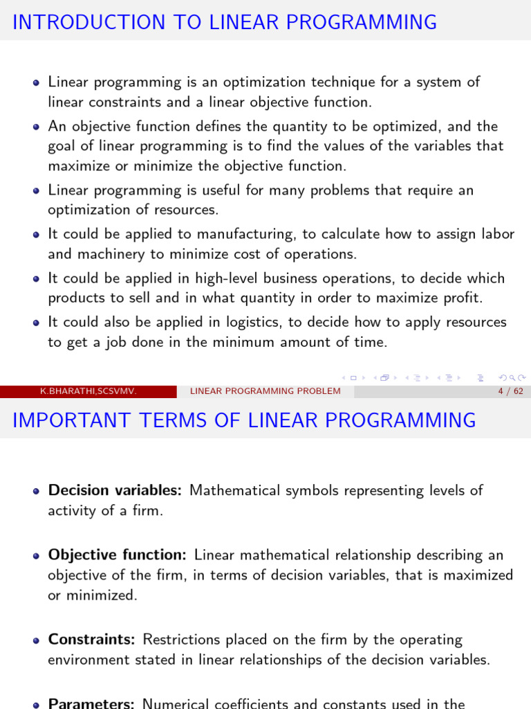 Linear Programming Important Theory Part For 8 Marks | PDF | Linear ...