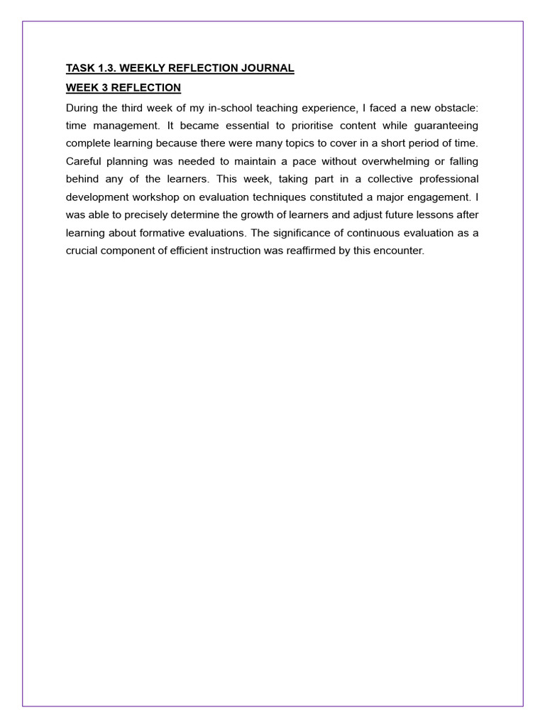 Week 3 Teaching Reflection: Time Management | PDF