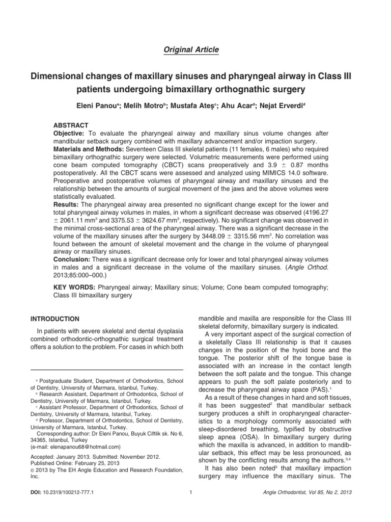 Maxillary Sinus Changes in Class III Surgery | PDF