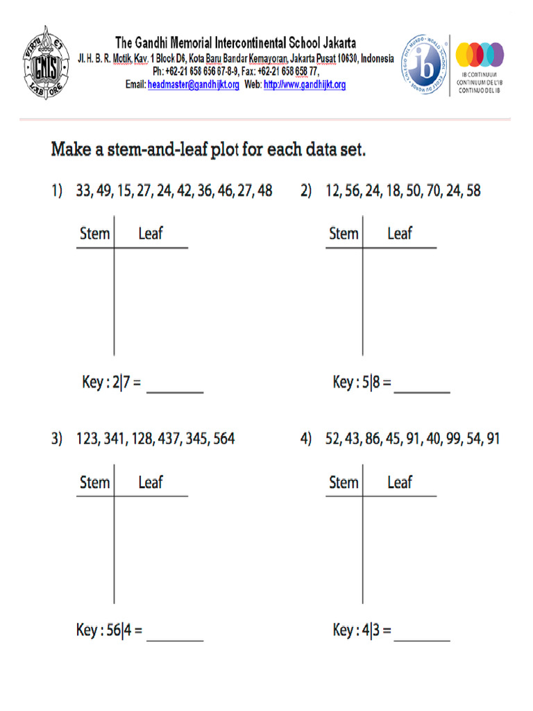 Stem and Leaf Plot Practice | PDF