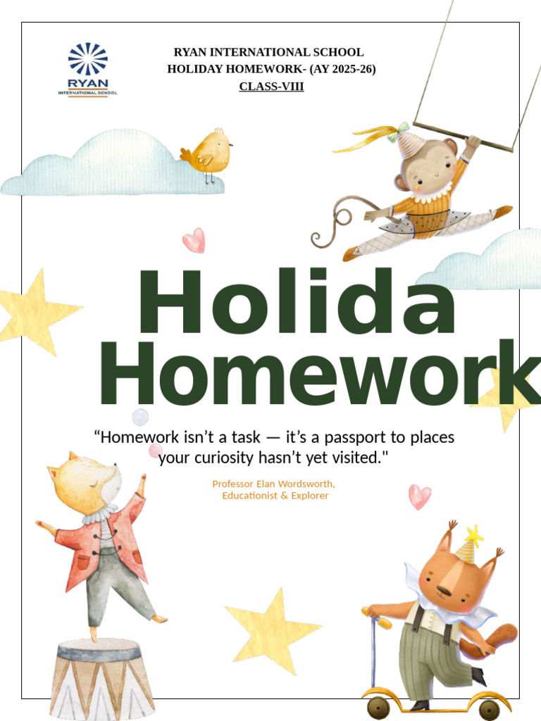 Class 8, Summer Holiday Homework (2025-26) | PDF | Numbers | Rational ...