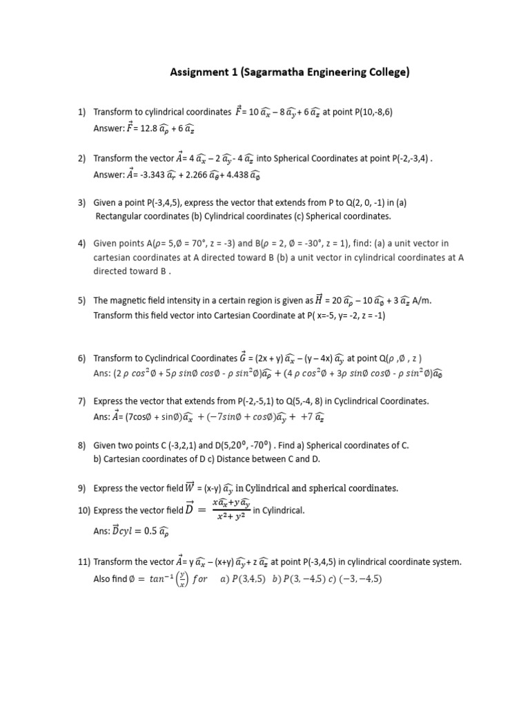 Cylindrical Coordinates Transformations | PDF | Coordinate System ...