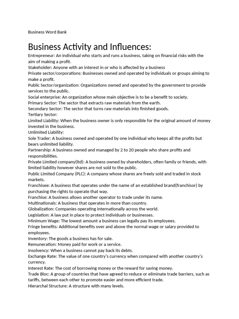 Essential Business Vocabulary Guide | PDF | Marketing | Franchising
