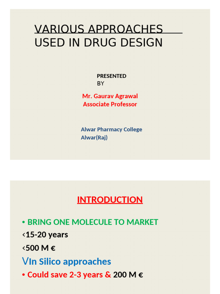 Approaches in Drug Design Overview | PDF | Drug Design | Hydrogen Bond