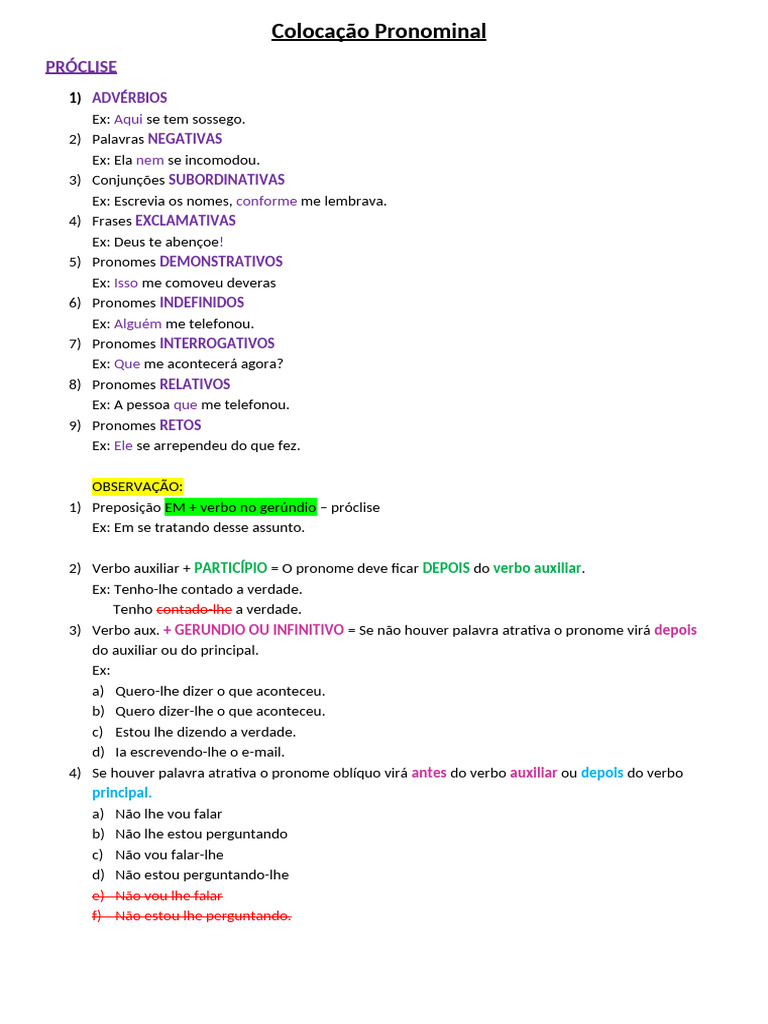 Colocação Pronominal | PDF