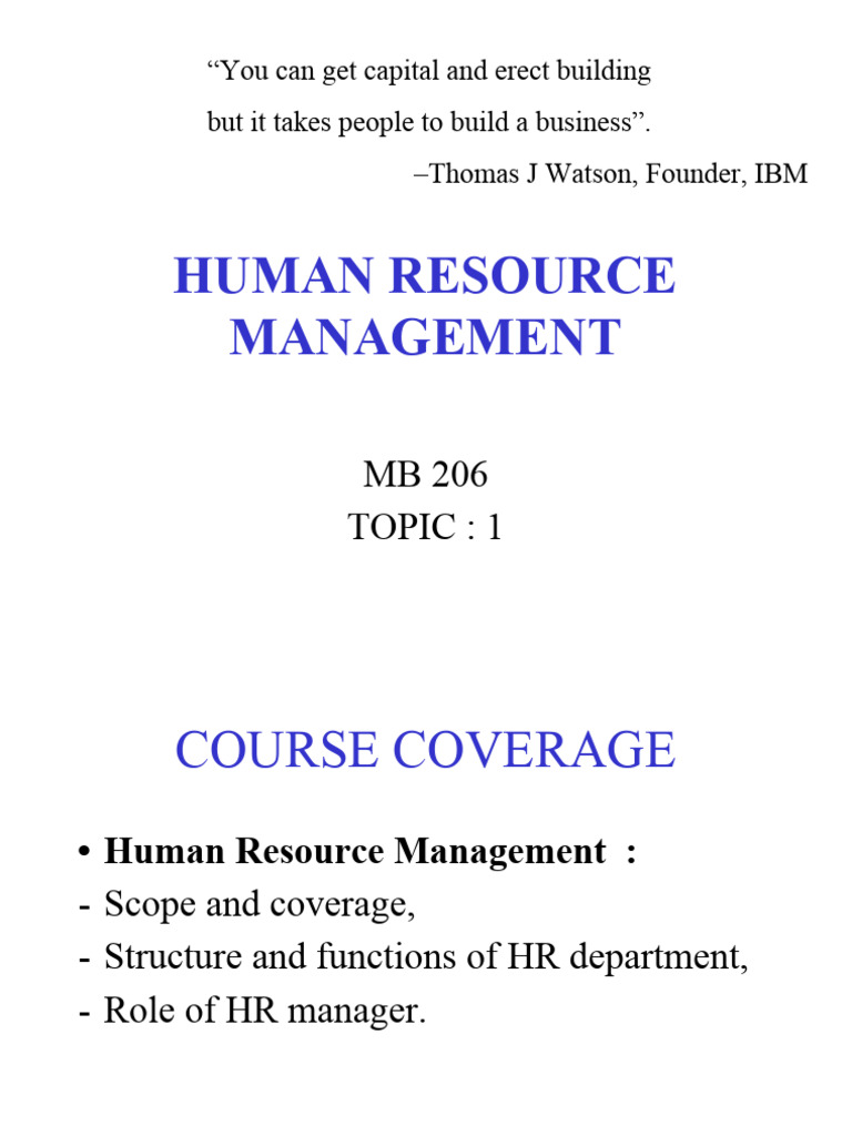 Human Resource Management Overview | PDF | Recruitment | Human Resource ...