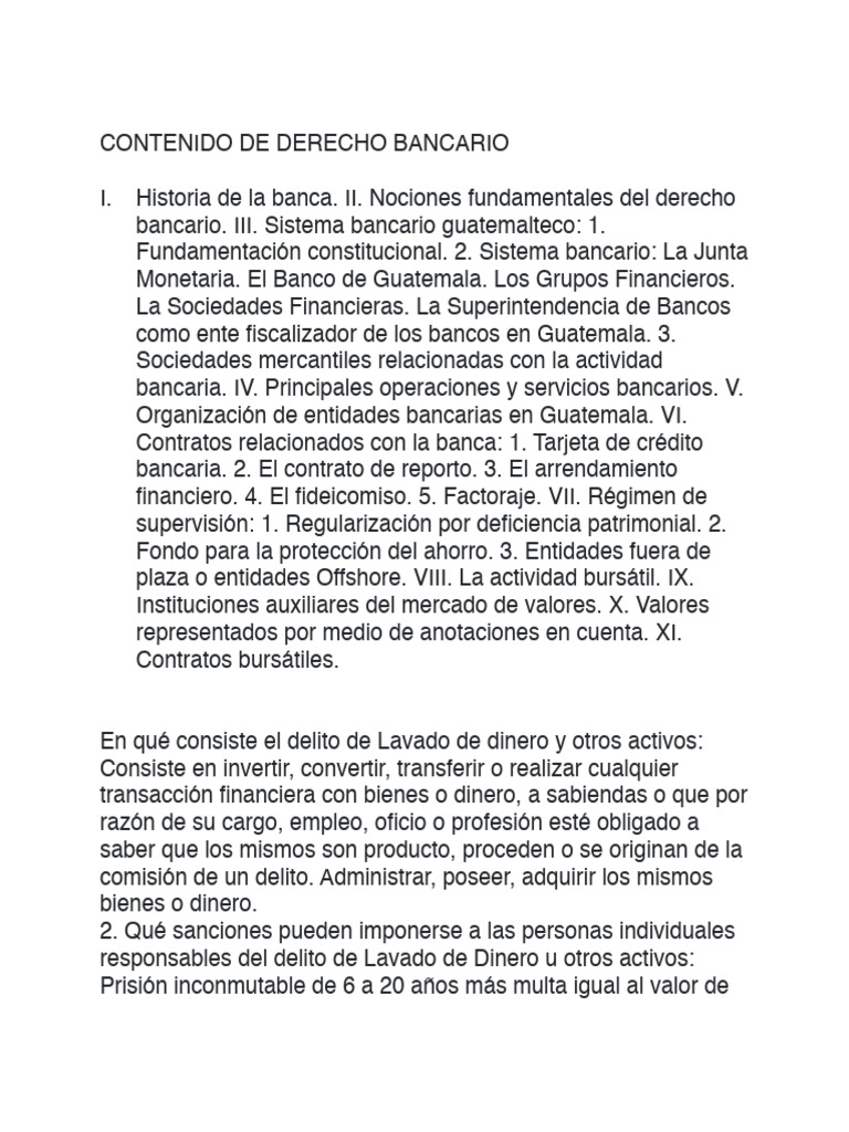 Derecho Bancario Bancario Curso | PDF | Bancos | Dinero
