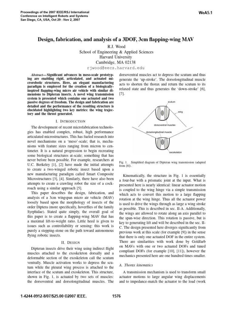 Design Fabrication and Analysis of A 3DOF 3cm Flapping Wing MAV | PDF ...
