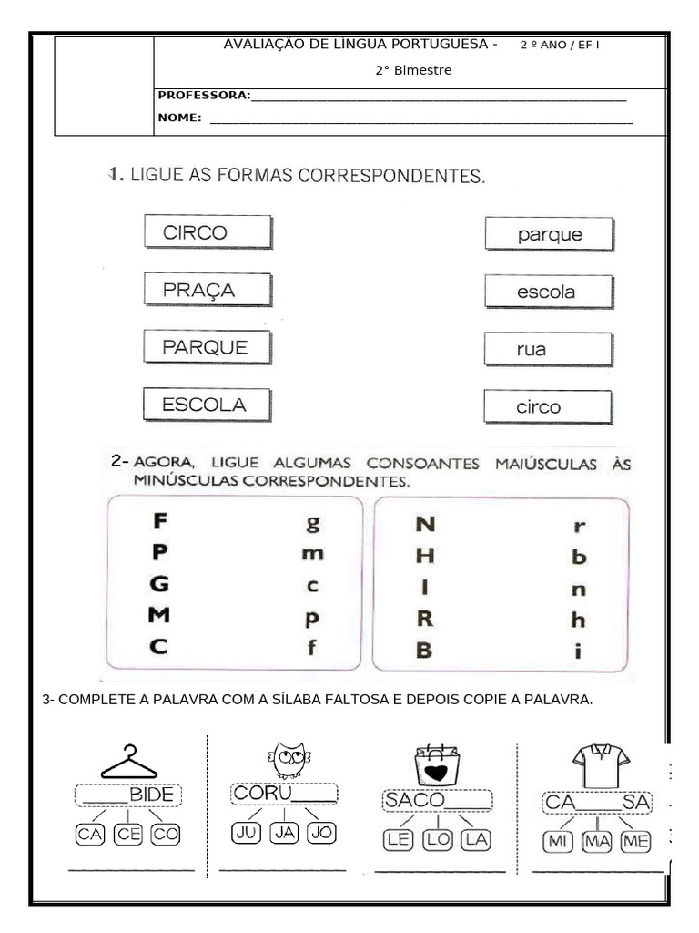 Avaliação de Língua Portuguesa - 2º Ano | PDF