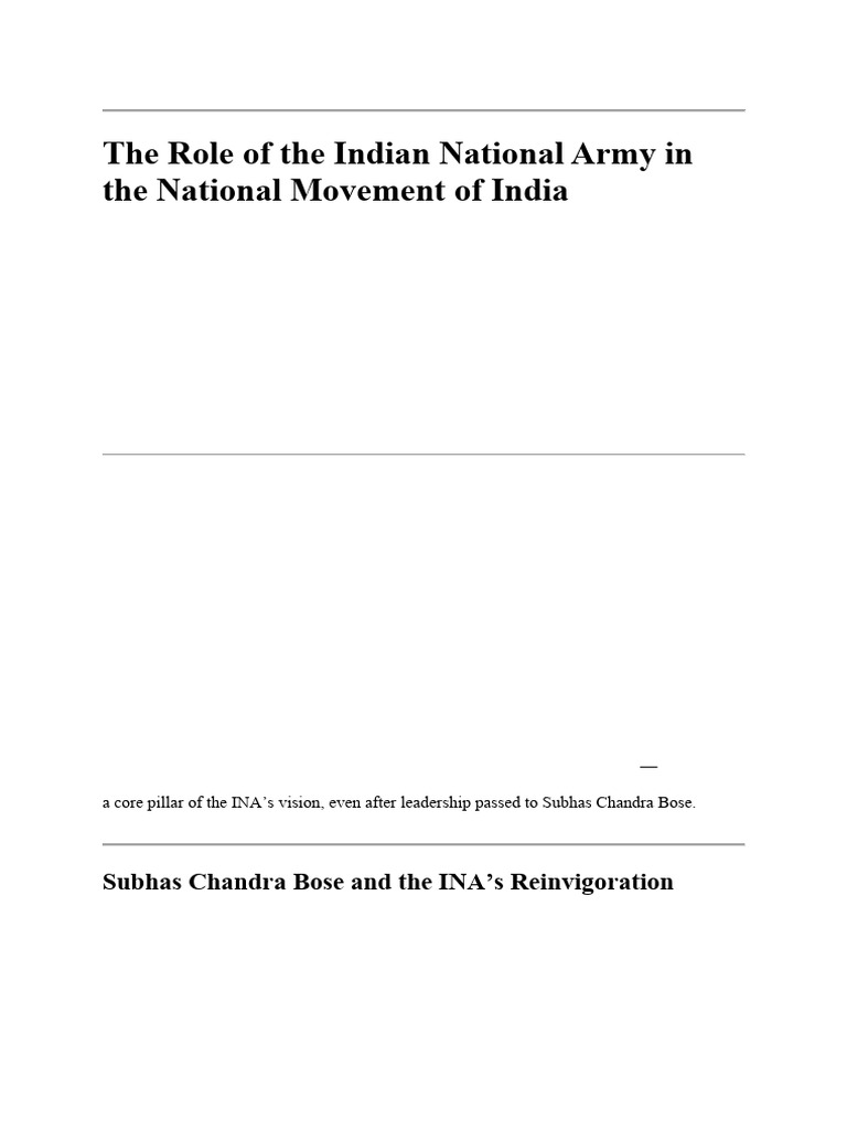 INA's Role in India's Freedom Struggle | PDF | Indian Independence ...